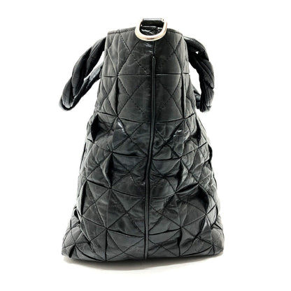 Chanel Tote Bag Leather Black Woven Shoulder Bag Cc Coco Mark Quilting Women