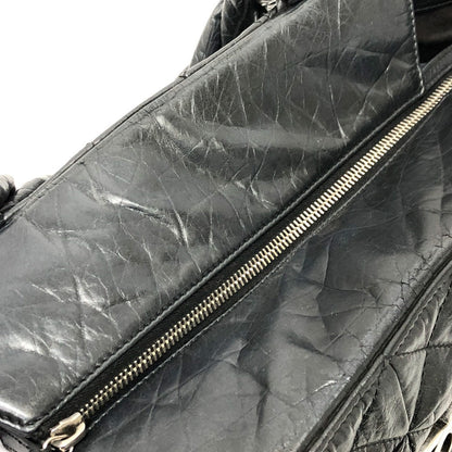 Chanel Tote Bag Leather Black Woven Shoulder Bag Cc Coco Mark Quilting Women