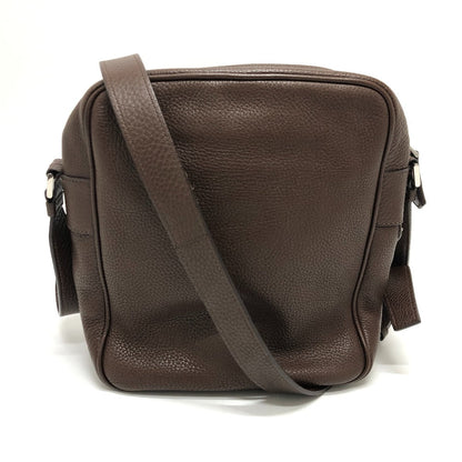 Prada Shoulder Bag Leather Brown Triangle Logo By Color Women Silver Hardware