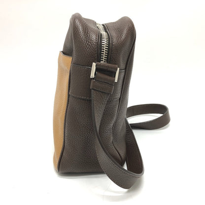 Prada Shoulder Bag Leather Brown Triangle Logo By Color Women Silver Hardware