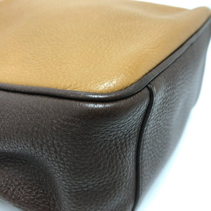 Prada Shoulder Bag Leather Brown Triangle Logo By Color Women Silver Hardware