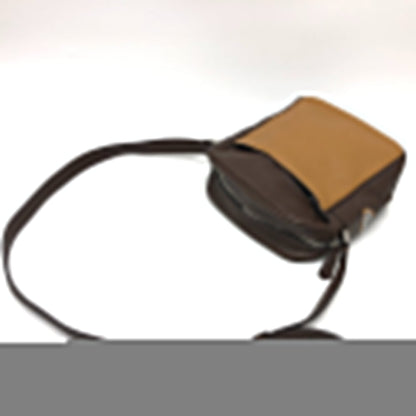 Prada Shoulder Bag Leather Brown Triangle Logo By Color Women Silver Hardware