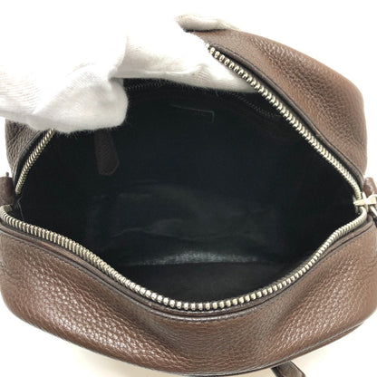 Prada Shoulder Bag Leather Brown Triangle Logo By Color Women Silver Hardware