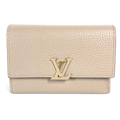 Louis Vuitton Trifold Wallet M62159 Taurillon Clemence Leather Beige Portefeuille Compact Women