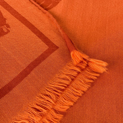 Hermes Stall Wool Orange Horse Pattern Cheval Large Format