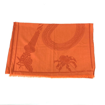 Hermes Stall Wool Orange Horse Pattern Cheval Large Format