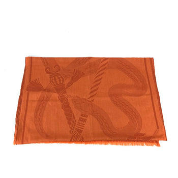 Hermes Stall Wool Orange Horse Pattern Cheval Large Format