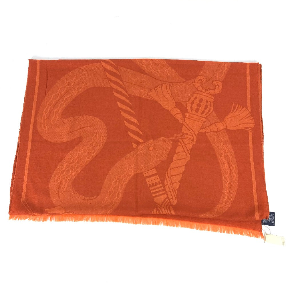 Hermes Stall Wool Orange Horse Pattern Cheval Large Format