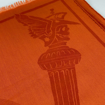 Hermes Stall Wool Orange Horse Pattern Cheval Large Format