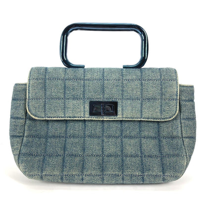 Chanel Handbag Denim Blue Metallic Handle Chocolate Bar 2.55 Fittings Women