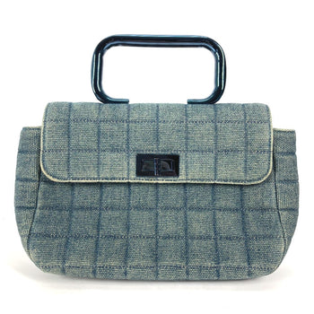 Chanel Handbag Denim Blue Metallic Handle Chocolate Bar 2.55 Fittings Women