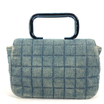 Chanel Handbag Denim Blue Metallic Handle Chocolate Bar 2.55 Fittings Women