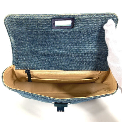 Chanel Handbag Denim Blue Metallic Handle Chocolate Bar 2.55 Fittings Women