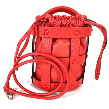 Salvatore Ferragamo Shoulder Bag Leather Red Crossbody Cage Bag Women