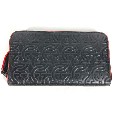 Salvatore Ferragamo Long Wallet Purse Leather Black Long Wallet Gancini Mens