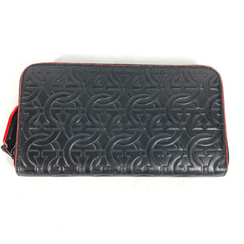Salvatore Ferragamo Long Wallet Purse Leather Black Long Wallet Gancini Mens