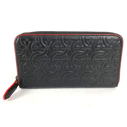 Salvatore Ferragamo Long Wallet Purse Leather Black Long Wallet Gancini Mens