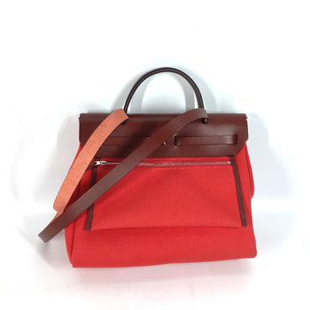 Hermes Shoulder Bag Toile H, Vash Hunter Red With Porch Herbag Zip Pm Women