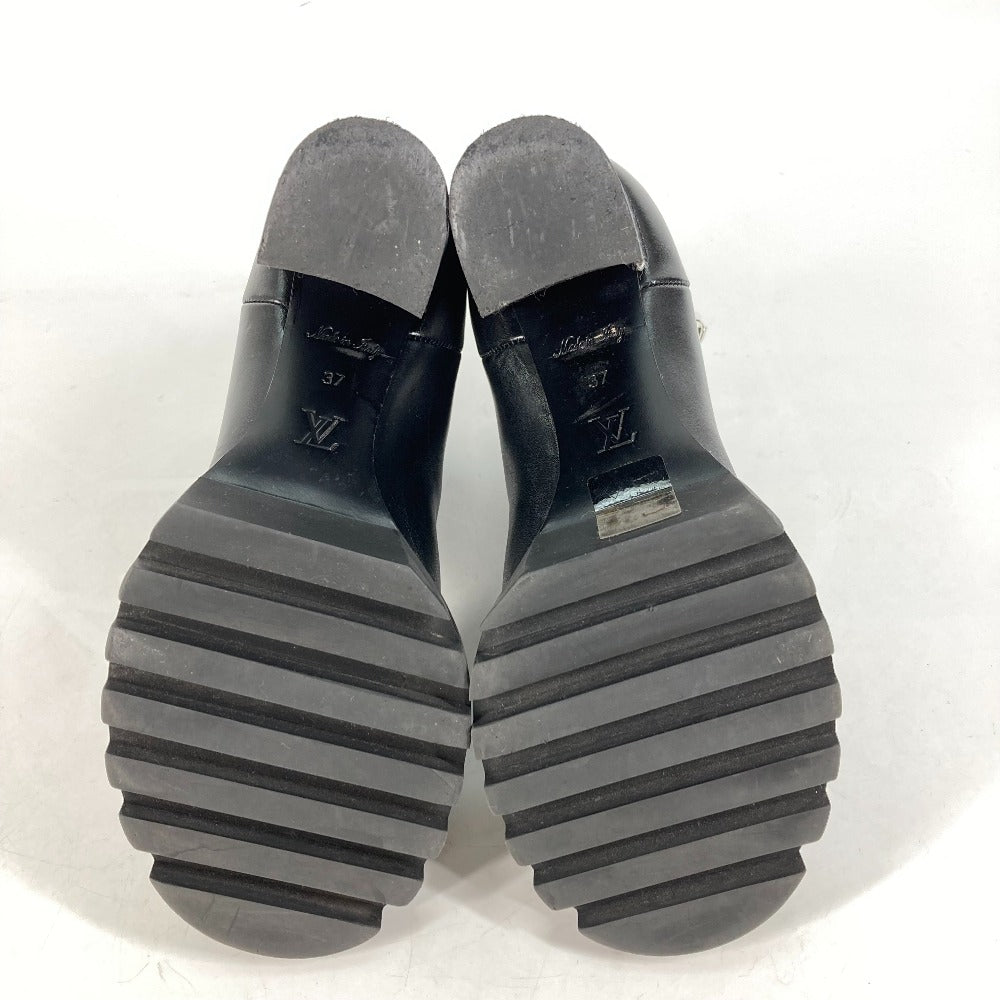 Louis Vuitton Boots Leather Black Monogram Studs Women 37