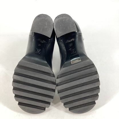 Louis Vuitton Boots Leather Black Monogram Studs Women 37