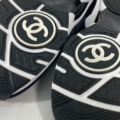 Chanel Sneakers G38750 Knit Navy 23B Cc Coco Mark Women 39