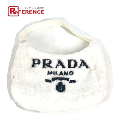 Prada Tote Bag 1Ne515 Fabric White Terry Mini Re-Edition 2000 Spugna Logo Bag Women