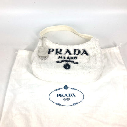 Prada Tote Bag 1Ne515 Fabric White Terry Mini Re-Edition 2000 Spugna Logo Bag Women