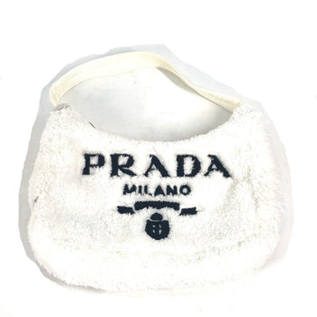 Prada Tote Bag 1Ne515 Fabric White Terry Mini Re-Edition 2000 Spugna Logo Bag Women