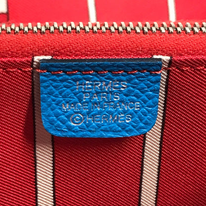 Hermes Folded Wallet Epsom Blue Compact Wallet Azap Compact Silk In Women Secondhand