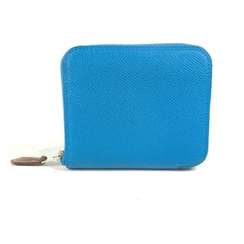 Hermes Folded Wallet Epsom Blue Compact Wallet Azap Compact Silk In Women Secondhand