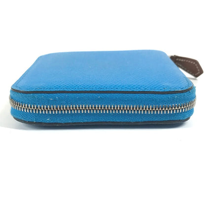 Hermes Folded Wallet Epsom Blue Compact Wallet Azap Compact Silk In Women Secondhand