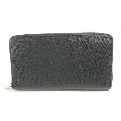 Louis Vuitton Long Wallet Purse M30056 Taiga Leather Black Taiga Zippy Organizer Nm Mens