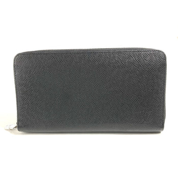 Louis Vuitton Long Wallet Purse M30056 Taiga Leather Black Taiga Zippy Organizer Nm Mens