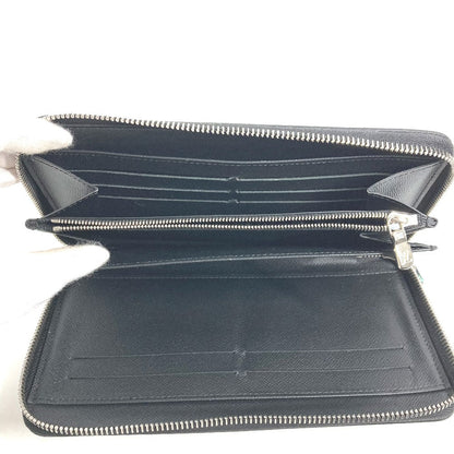 Louis Vuitton Long Wallet Purse M30056 Taiga Leather Black Taiga Zippy Organizer Nm Mens