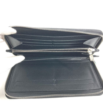 Louis Vuitton Long Wallet Purse M30056 Taiga Leather Black Taiga Zippy Organizer Nm Mens