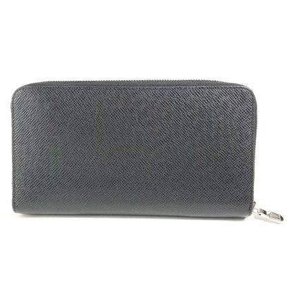 Louis Vuitton Long Wallet Purse M30056 Taiga Leather Black Taiga Zippy Organizer Nm Mens