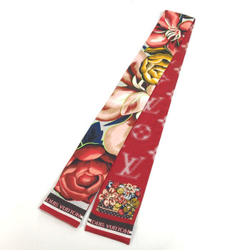 Louis Vuitton Scarf M76968 Silk Red Monogram Bandeau Malfleur Women