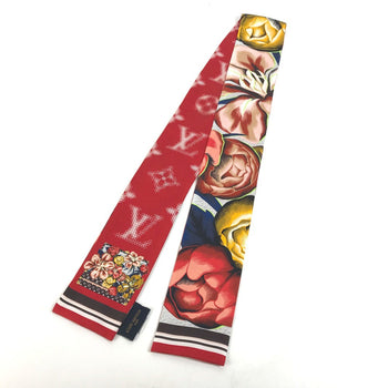 Louis Vuitton Scarf M76968 Silk Red Monogram Bandeau Malfleur Women