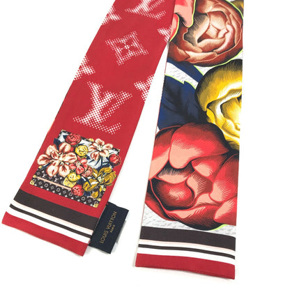 Louis Vuitton Scarf M76968 Silk Red Monogram Bandeau Malfleur Women