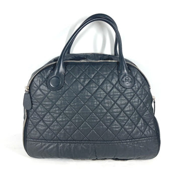 Chanel Boston Duffel Bag Coated Canvas Black Travel Bag Cc Coco Mark Matelasse Quilting Women