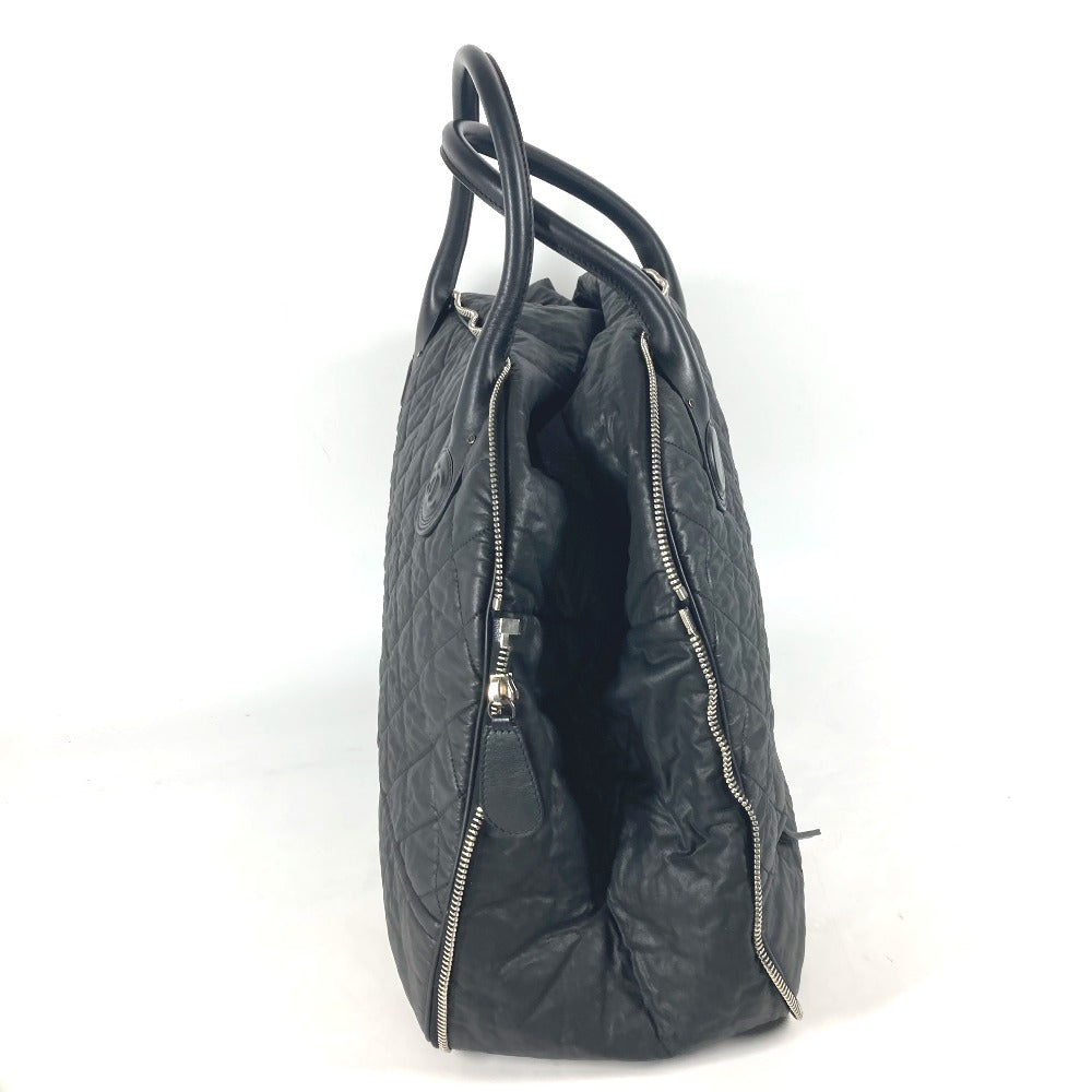 Chanel Boston Duffel Bag Coated Canvas Black Travel Bag Cc Coco Mark Matelasse Quilting Women