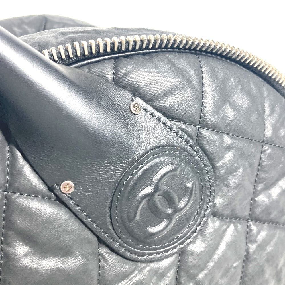 Chanel Boston Duffel Bag Coated Canvas Black Travel Bag Cc Coco Mark Matelasse Quilting Women