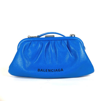 Balenciaga Clutch Bag 618895 Leather Blue Cloud Xs Logo Cloud Women
