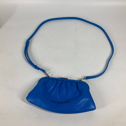 Balenciaga Clutch Bag 618895 Leather Blue Cloud Xs Logo Cloud Women