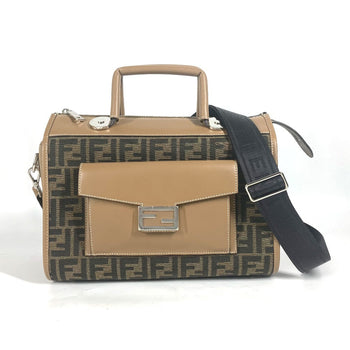 Fendi Handbag 7Va571 Canvas / Leather Brown Zucca Soft Trunk