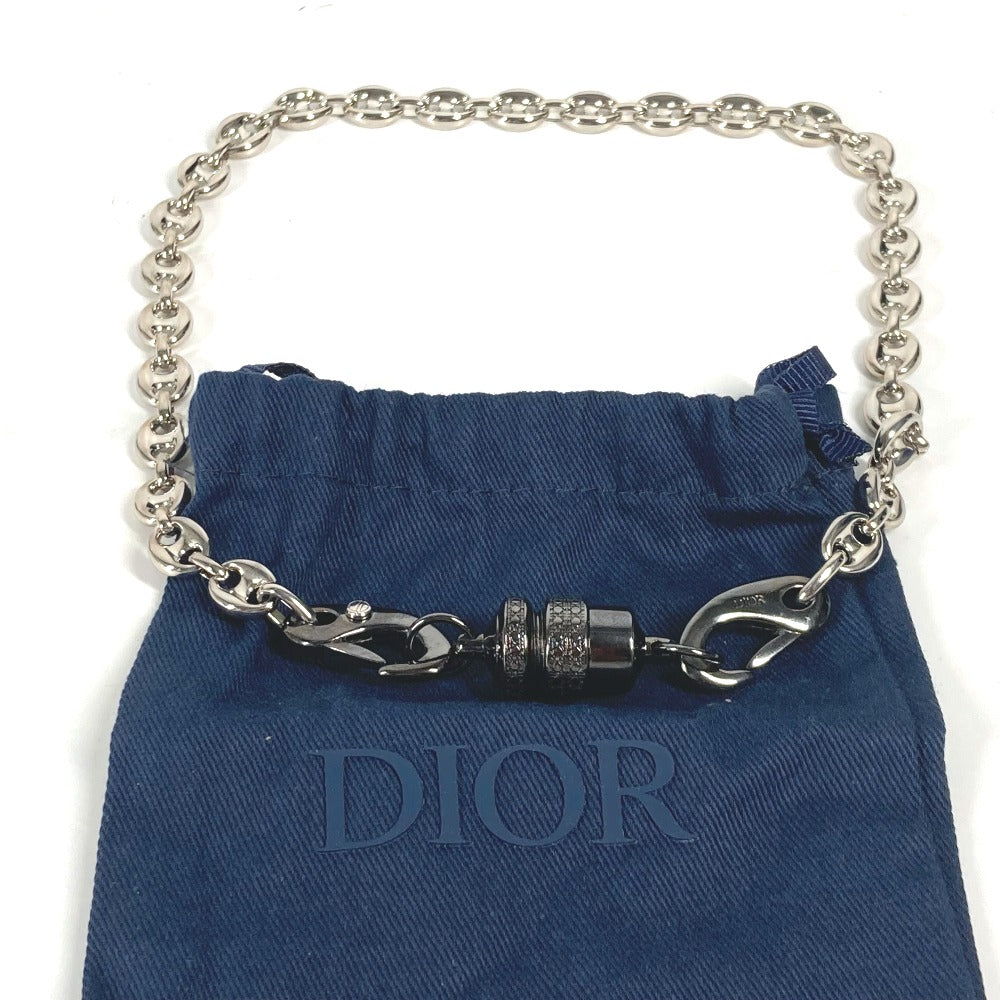 Dior Necklace N2062Hommt Metal Silvertype Chain Necklace Accessories Cylinder Cannage Mens