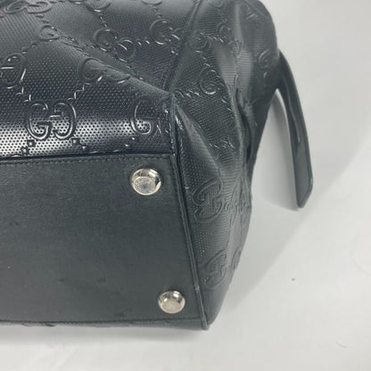 Gucci Tote Bag 625772 Leather Black Shoulder Bag Boston Duffel Bag Gg Emboss Unisex(Unisex)