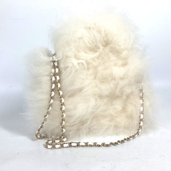 Chanel Handbag Fur, Leather White Crossbody Cc Coco Mark Matelasse Women
