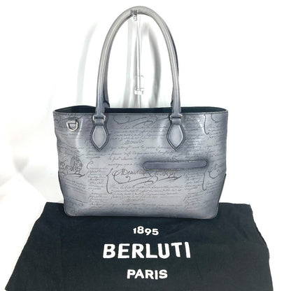 Berluti Business Bag Uo223P , Scritto Leather Gray Toujours Mini Neo Scritto Mens