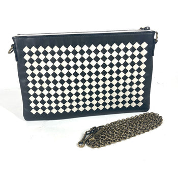 Bottegaveneta Shoulder Bag Leather Black Crossbody Pochette Intrecciato Unisex(Unisex)